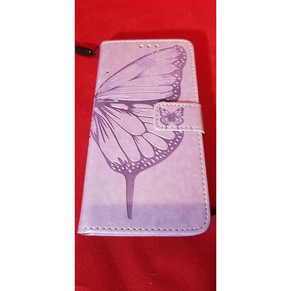 Samsung Wallet Case for V21 5G, Butterfly Embossing Purple Leather Flip Magnet